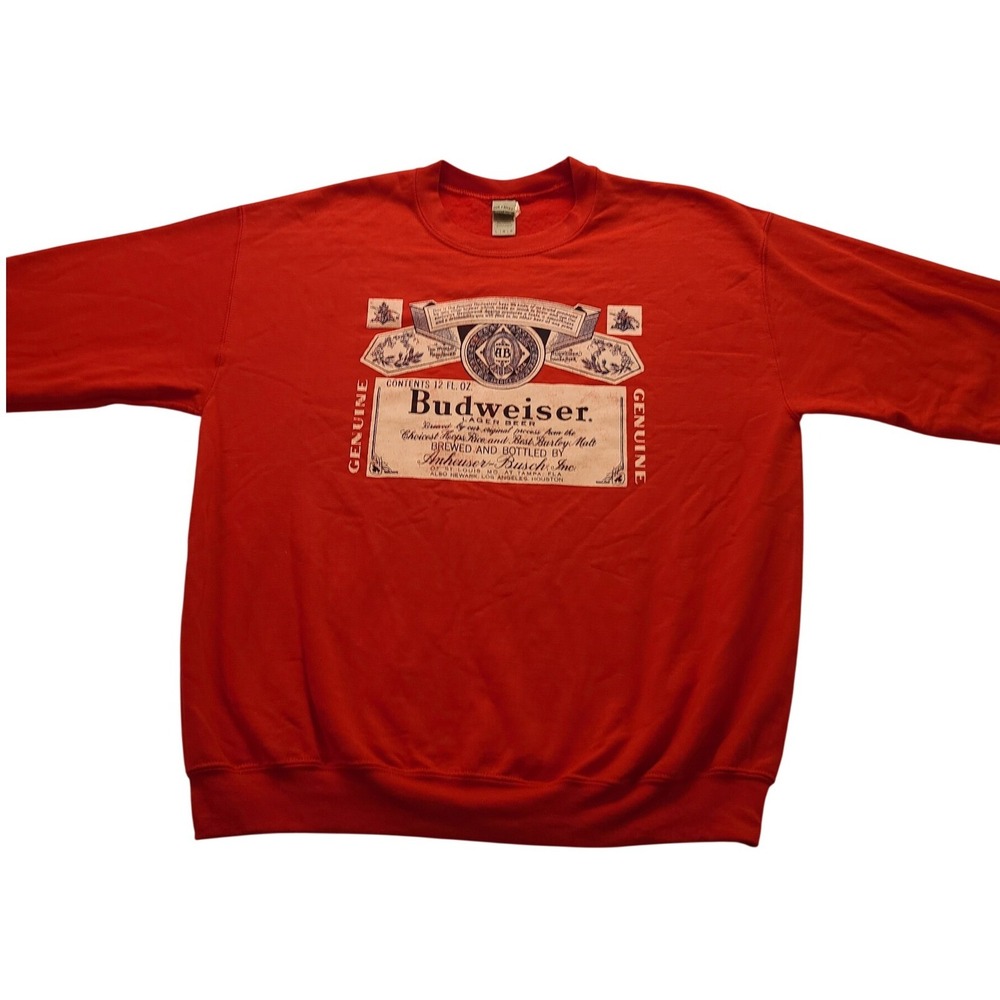 Budweiser Beer Red Graphic‎ Sweatshirt Gildan Heavy Blend Crewneck Men's Large